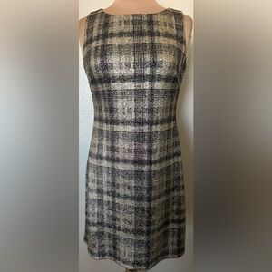American Living Black and Cream Plaid Mini Dress